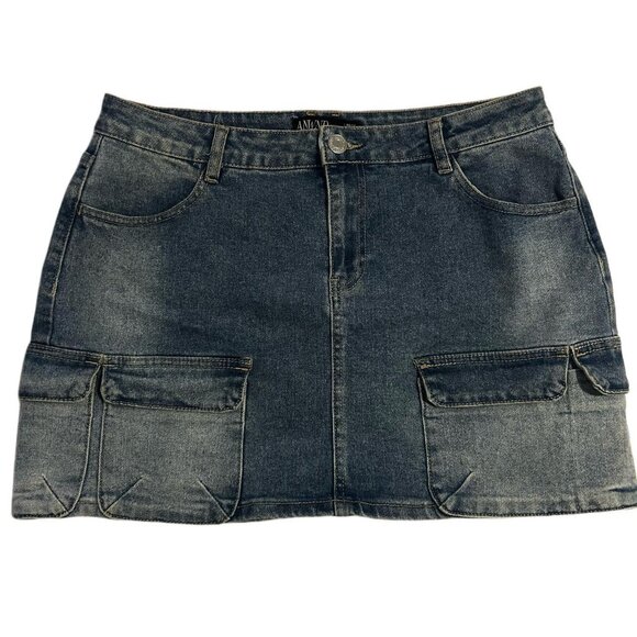Y2K Inspired Denim Cargo Mini Skirt | Size L - Picture 1 of 4